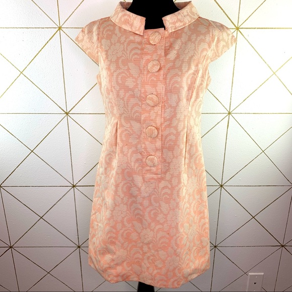 Ellen Tracy 60s Style Brocade Mini Dress Mod Flaws